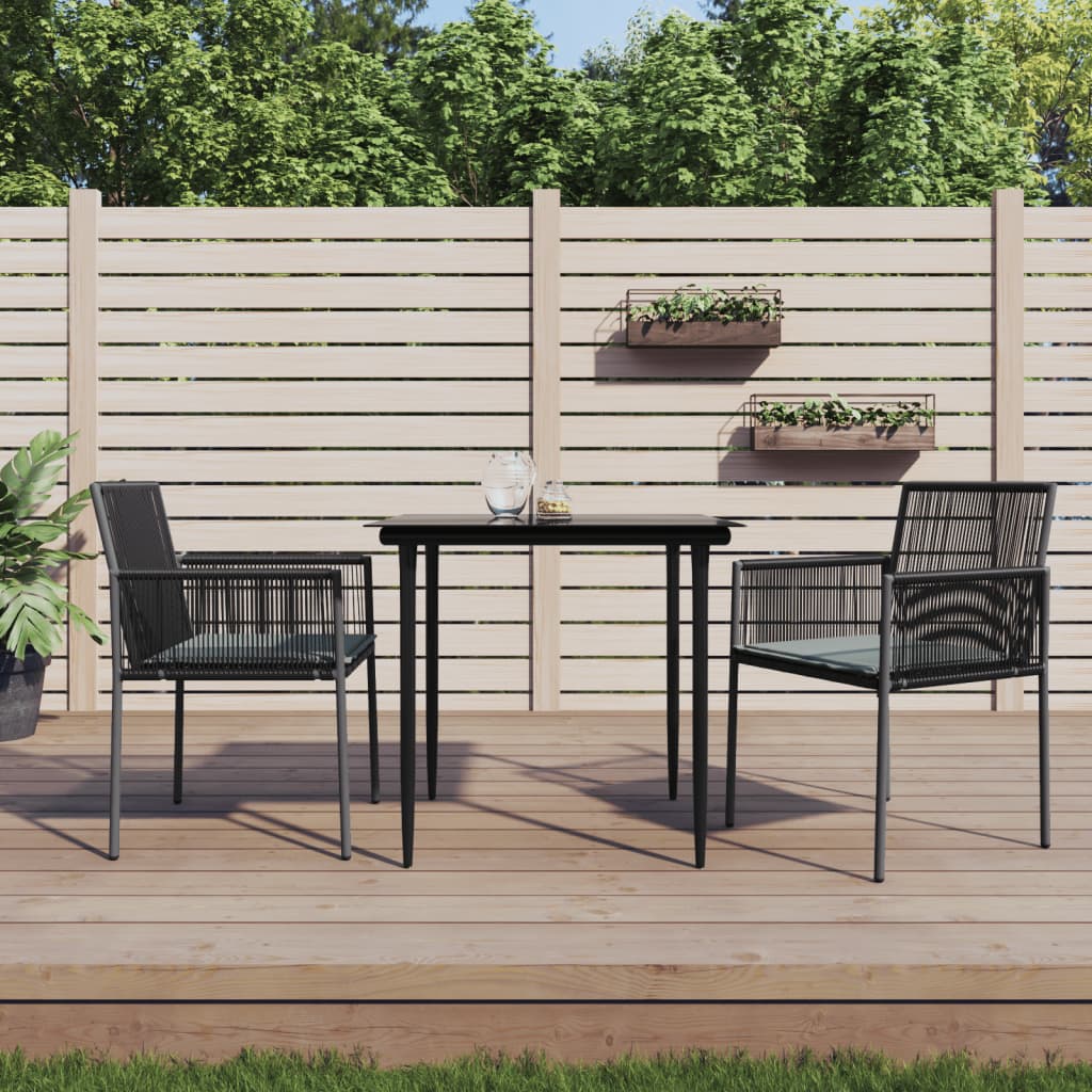 JUNG Vida Gartenstühle mit Kissen 2 Stk. Schwarz 54x60,5x83,5 cm