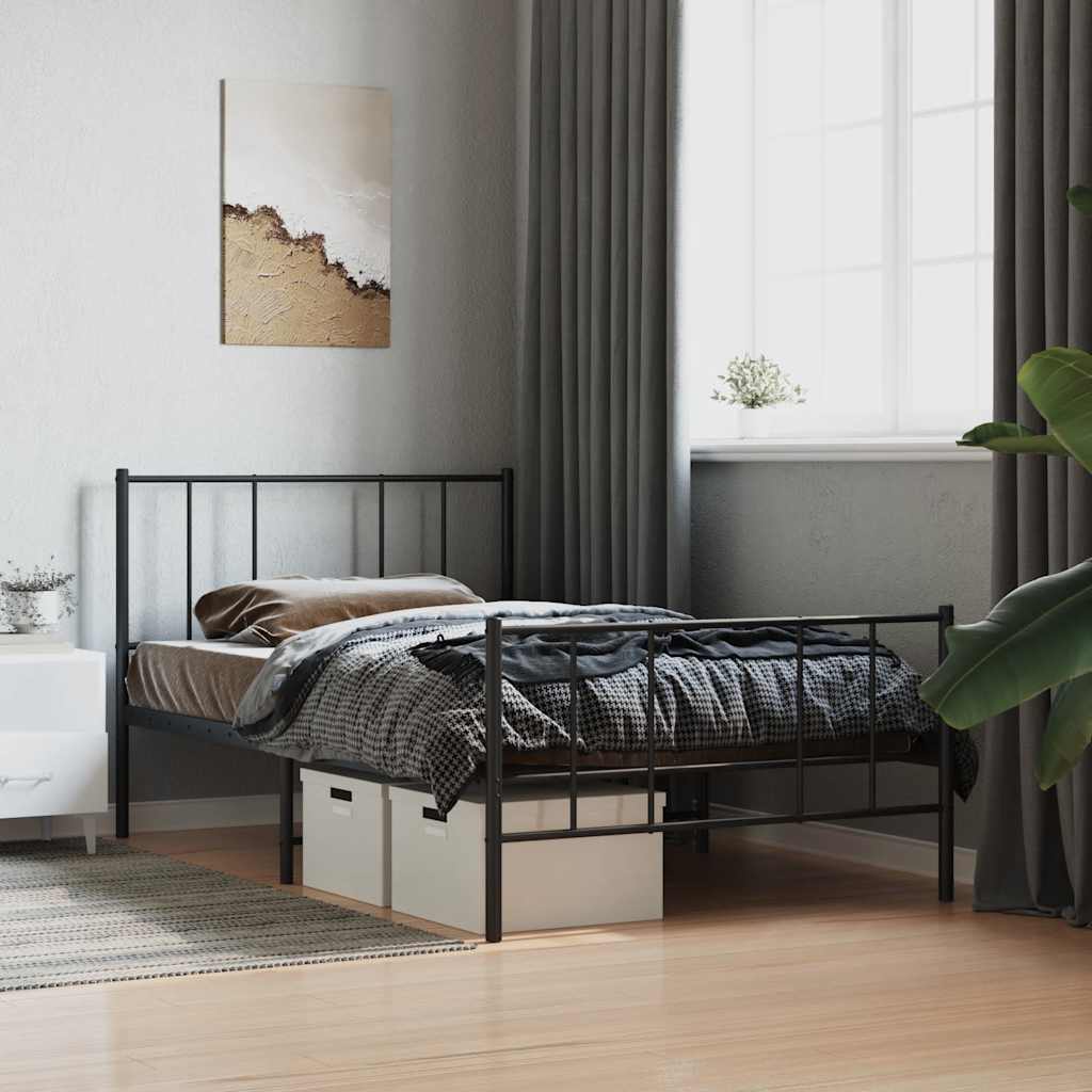 JUNG Vida Bettgestell mit Kopf- und Fußteil Metall Schwarz 90x190 cm