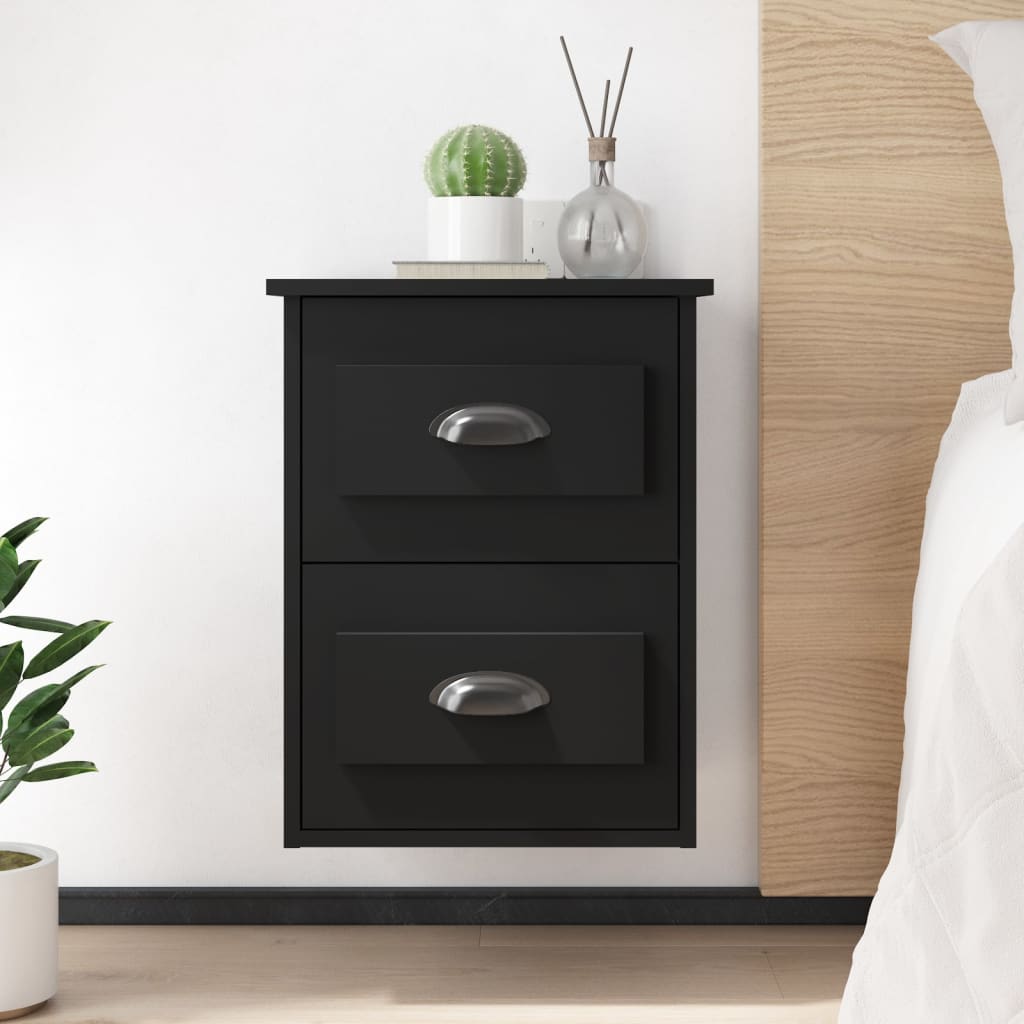JUNG Vida Wand-Nachttische 2 Stk. Schwarz 41,5x36x53 cm
