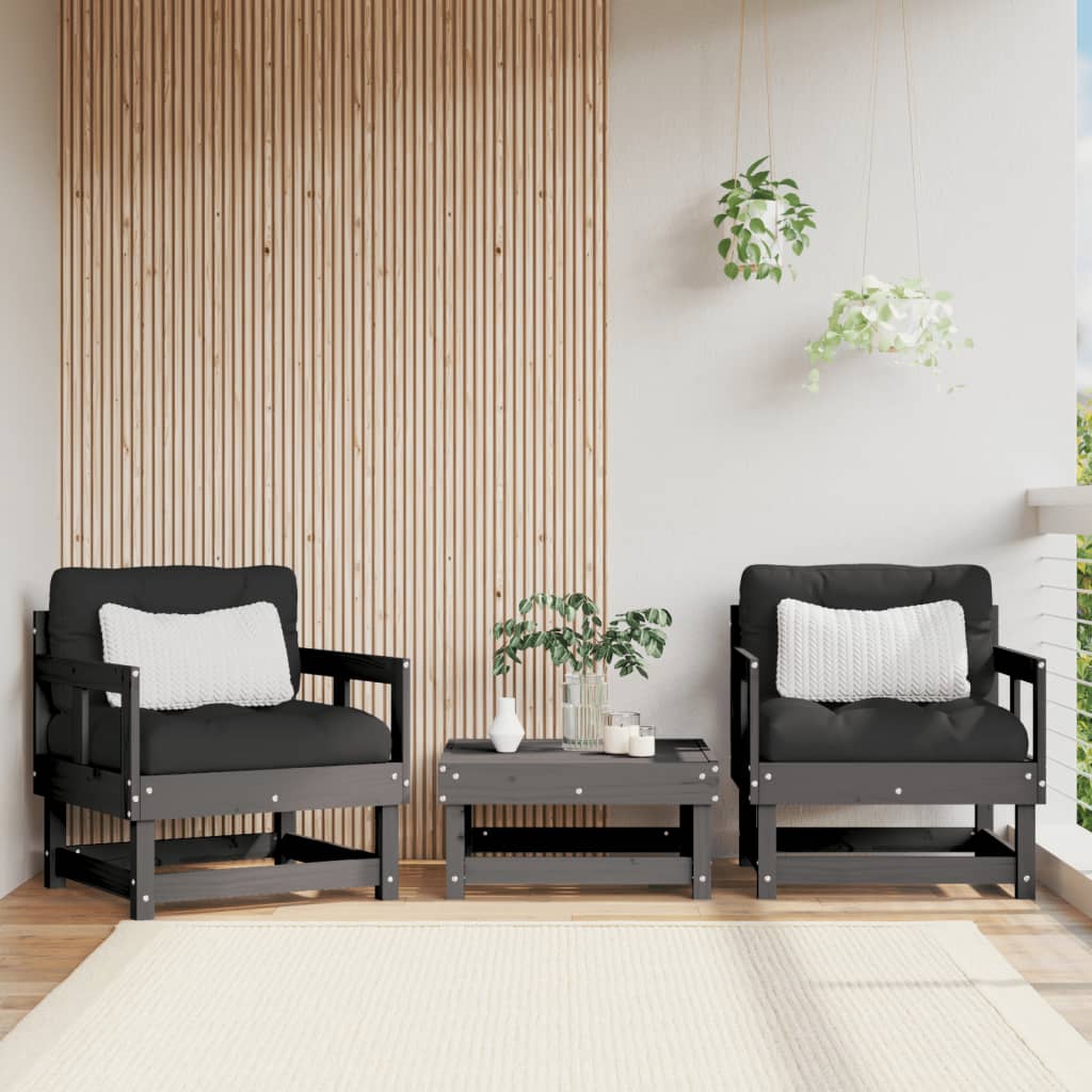 JUNG Vida Gartenstühle 2 Stk. Grau Massivholz Kiefer