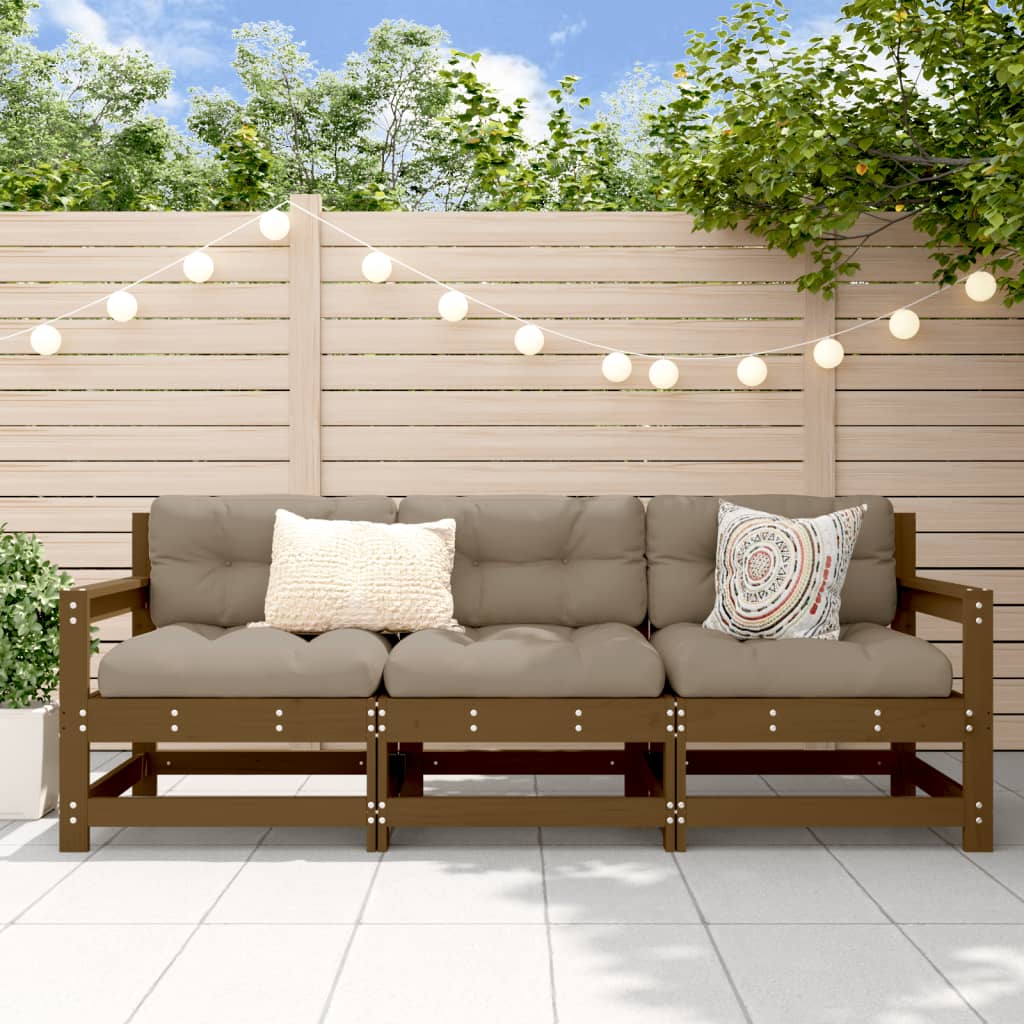 JUNG Vida 3-tlg. Garten-Lounge-Set Honigbraun Massivholz Kiefer