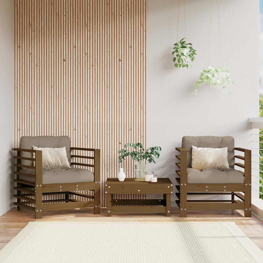JUNG Vida Gartenstühle 2 Stk. Honigbraun Massivholz Kiefer