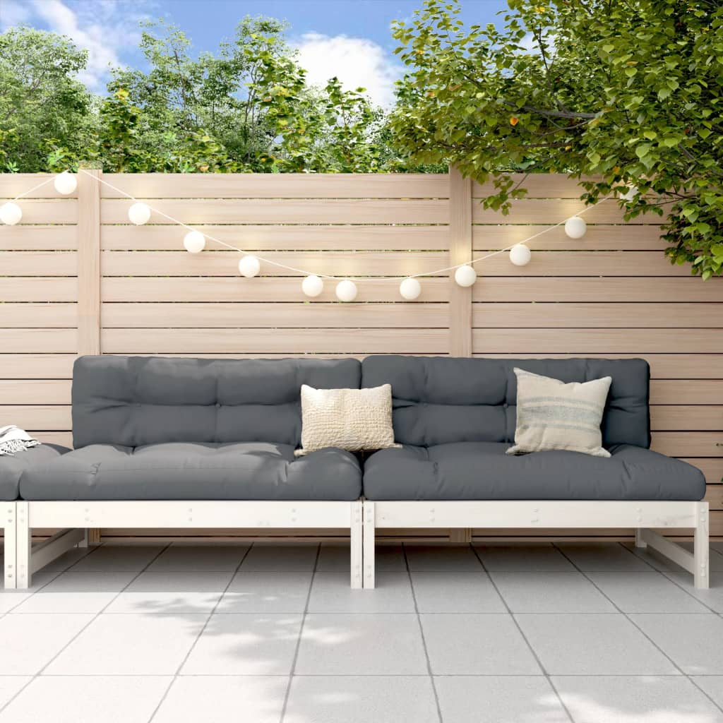 JUNG Vida Garten-Mittelsofas 2 Stk. Weiß 120x80 cm Massivholz Kiefer