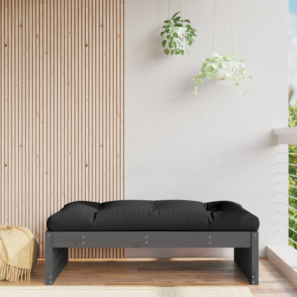 JUNG Vida Gartenhocker Grau 120x80 cm Massivholz Kiefer