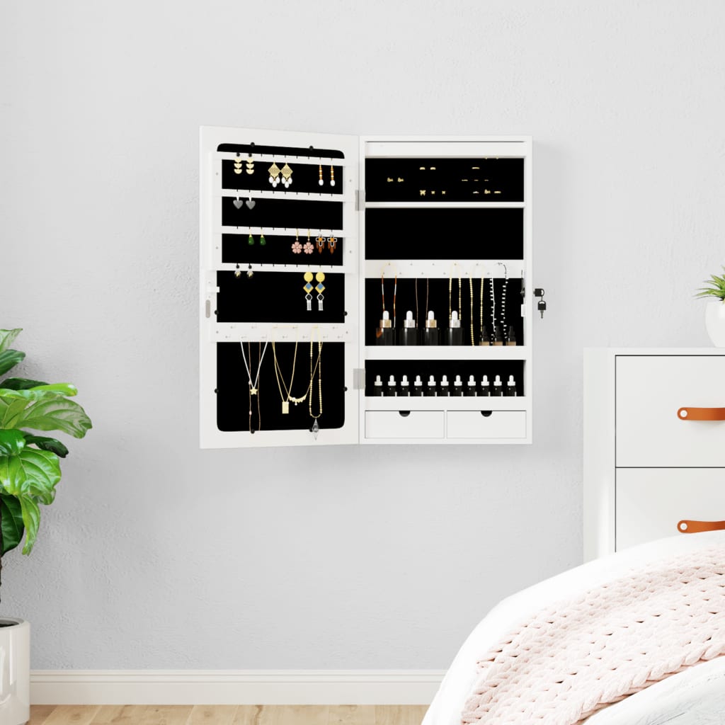 JUNG Vida Spiegel-Schmuckschrank mit LED-Beleuchtung Wandmontage Weiß