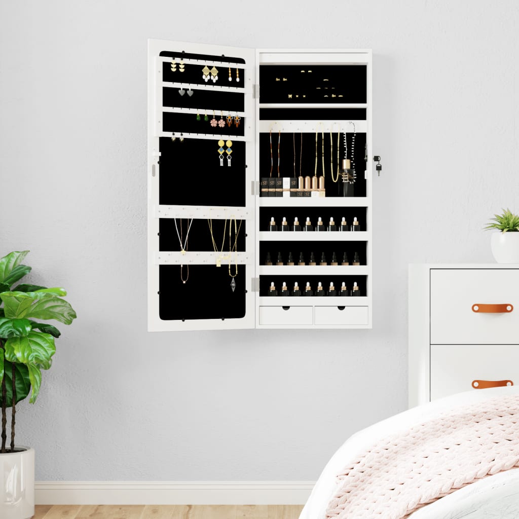 JUNG Vida Spiegel-Schmuckschrank mit LED-Beleuchtung Wandmontage Weiß