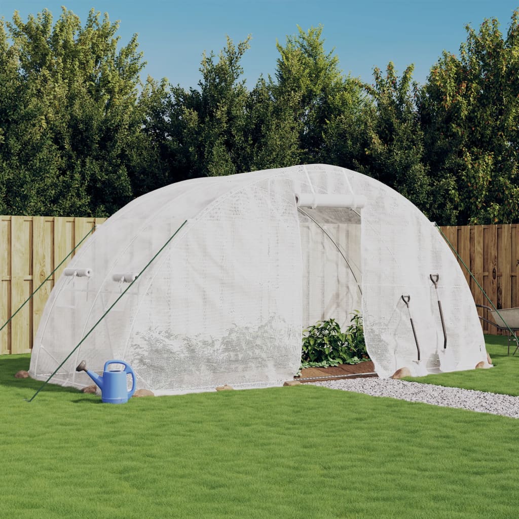 JUNG Vida Gewächshaus mit Stahlrahmen Weiß 10 m² 5x2x2,3 m