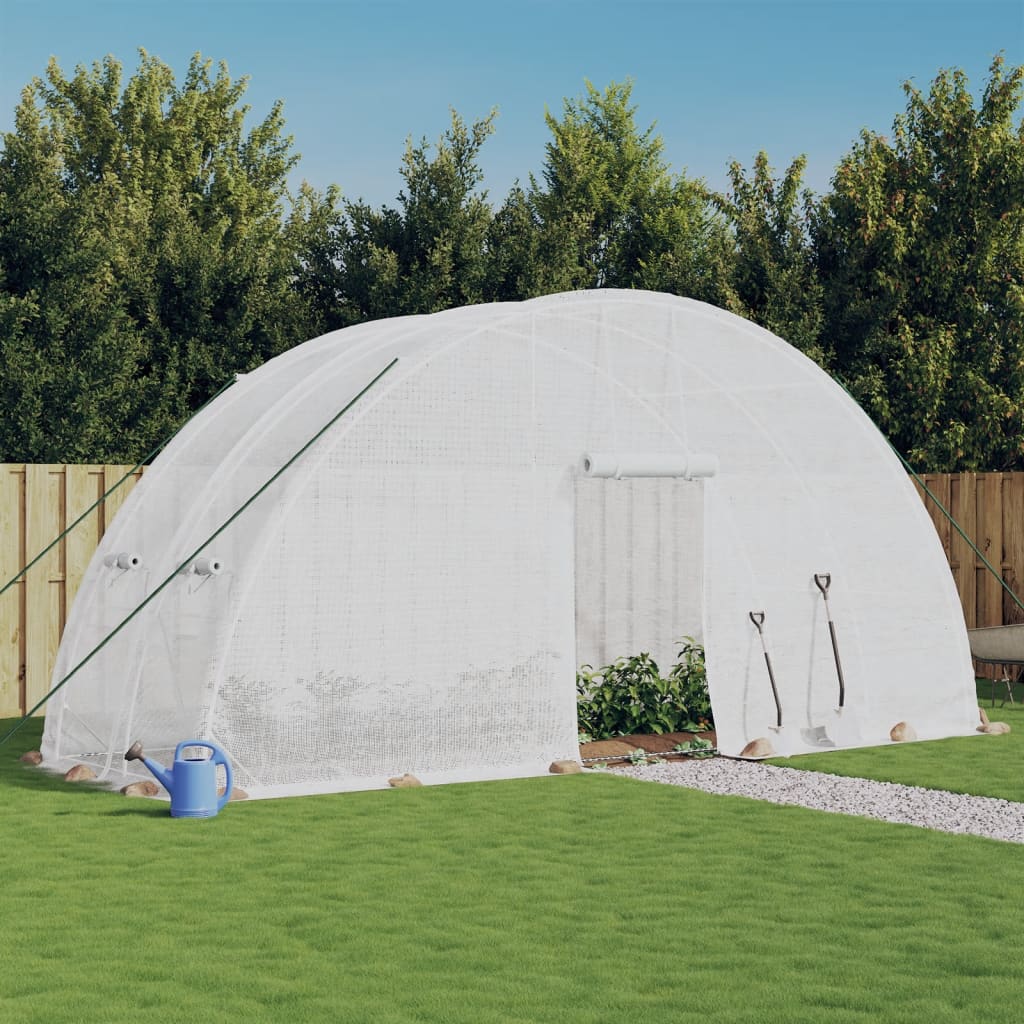 JUNG Vida Gewächshaus mit Stahlrahmen Weiß 12 m² 6x2x2,85 m