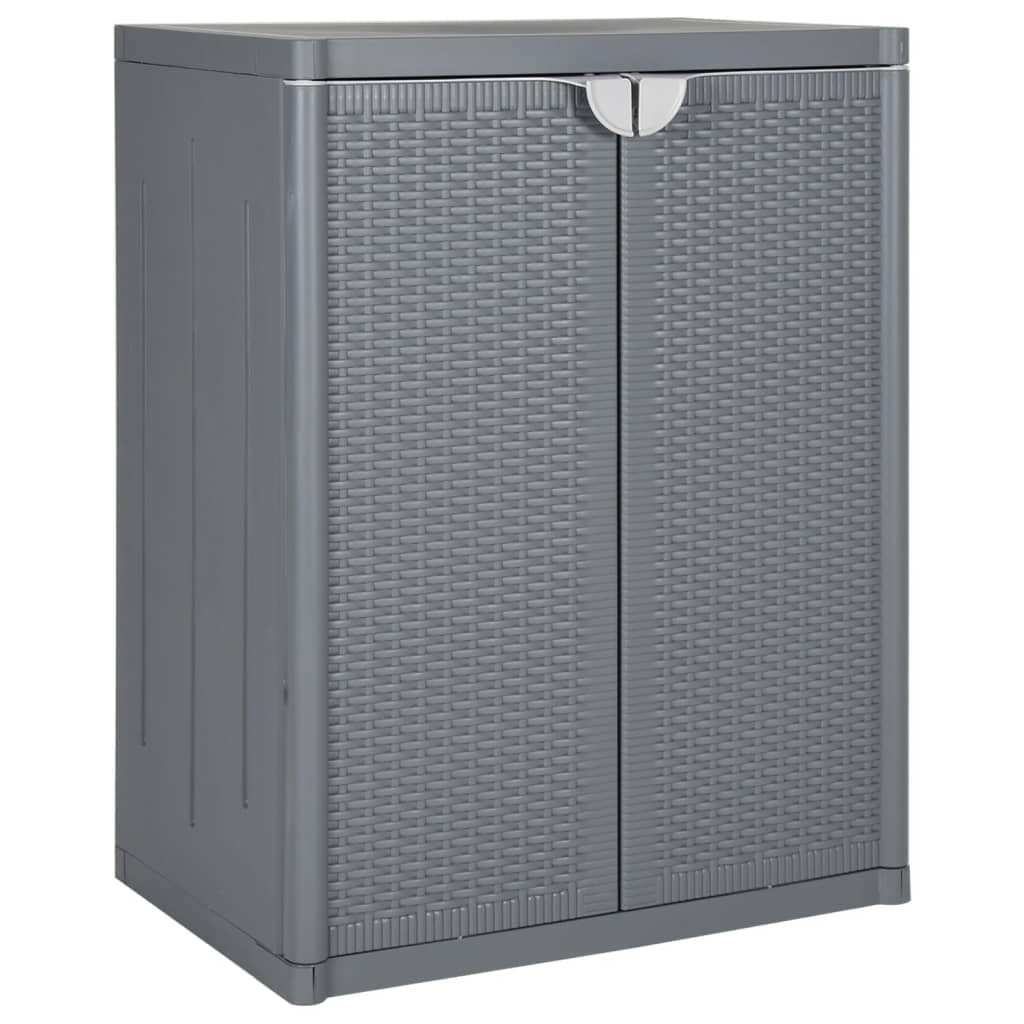 JUNG Vida Gartenschrank Grau 65x45x88 cm PP Rattan-Optik