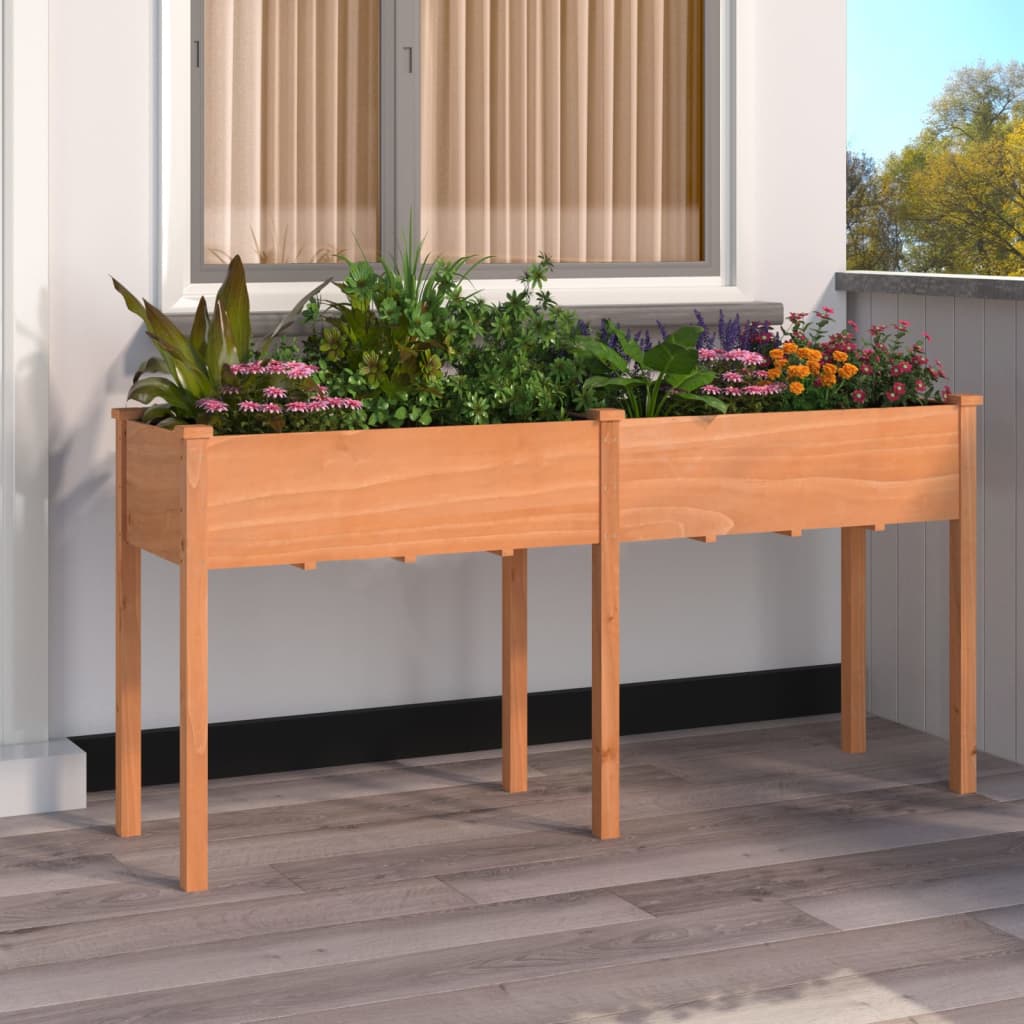 JUNG Vida Pflanzkübel mit Einsatz Braun 161x45x76 cm Massivholz Tanne