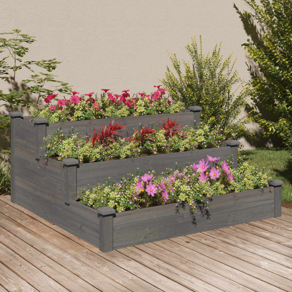 JUNG Vida Hochbeet Grau 120x120x56 cm Massivholz Tanne