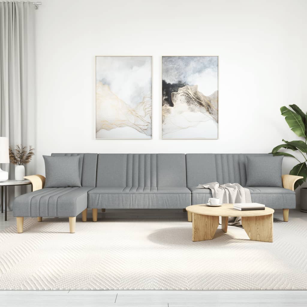 JUNG Vida Schlafsofa in L-Form Hellgrau 279x140x70 cm Stoff
