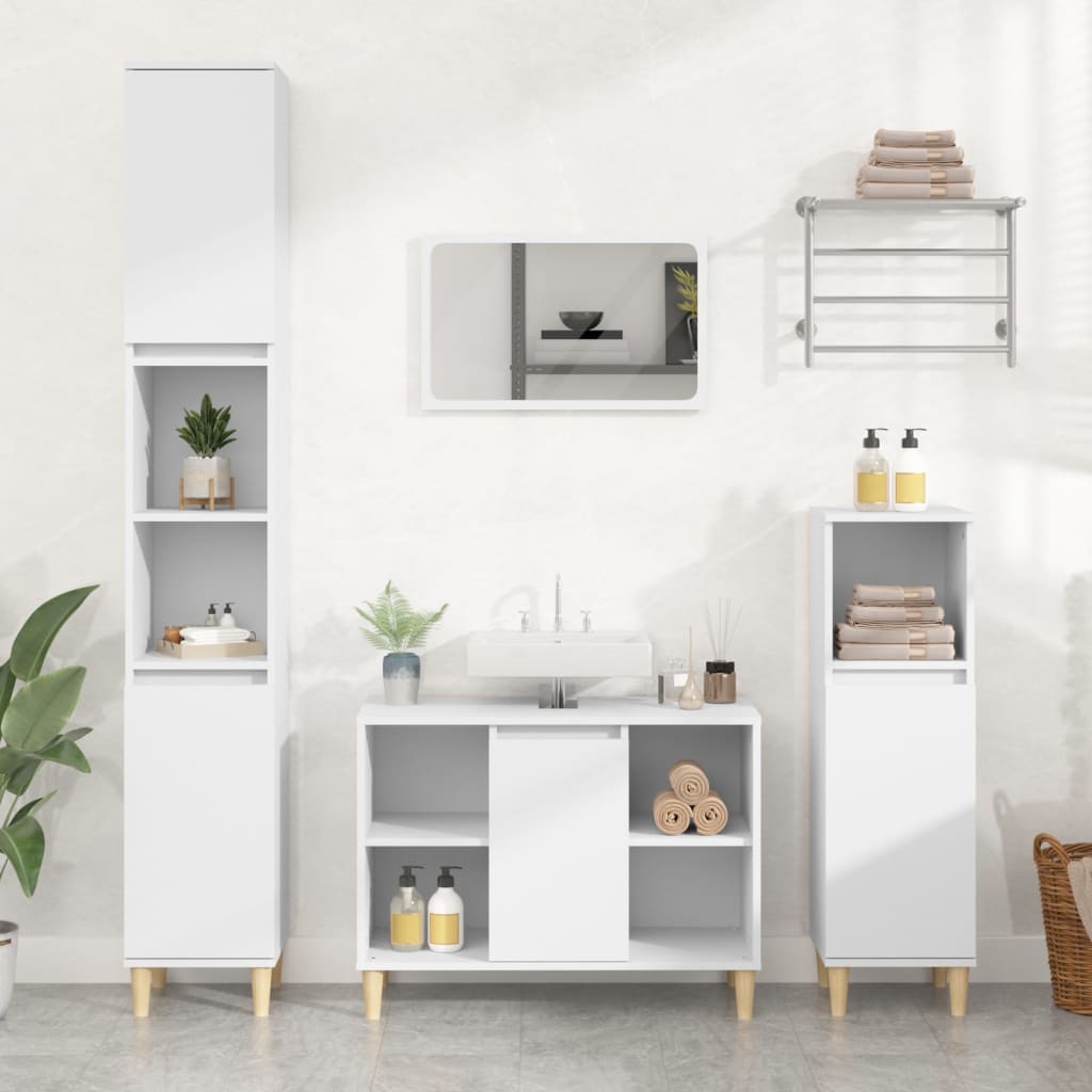 JUNG Vida 3-tlg. Badmöbel-Set Weiß Holzwerkstoff