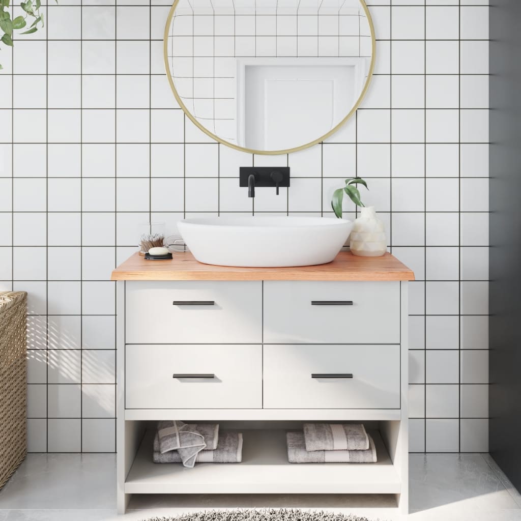 JUNG Vida Waschtischplatte Hellbraun 100x50x2 cm Massivholz Behandelt