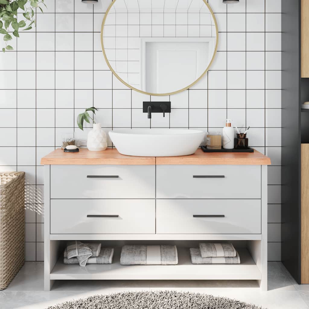 JUNG Vida Waschtischplatte Hellbraun 140x50x(2-4) cm Massivholz Behandelt