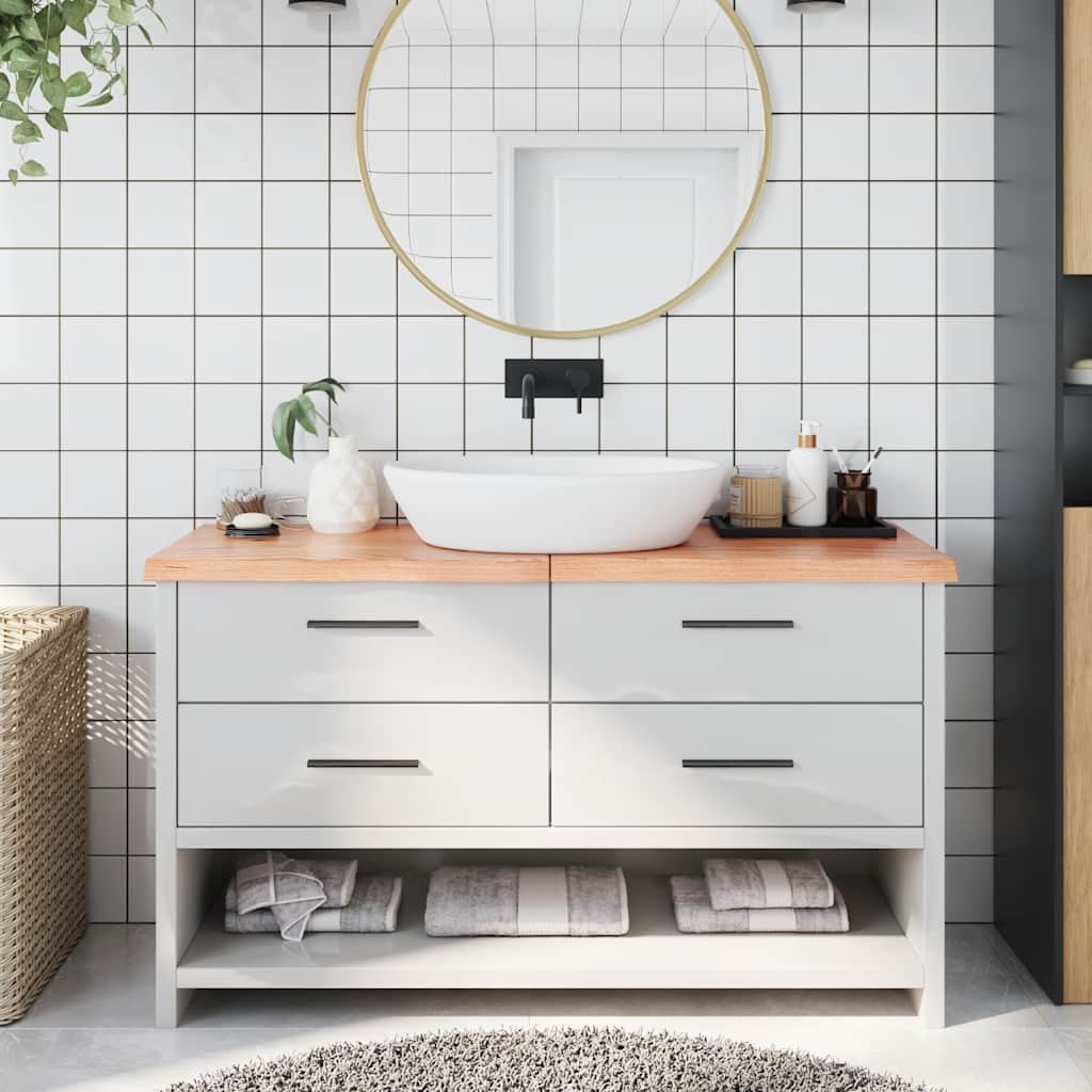 JUNG Vida Waschtischplatte Hellbraun 140x60x(2-4) cm Massivholz Behandelt