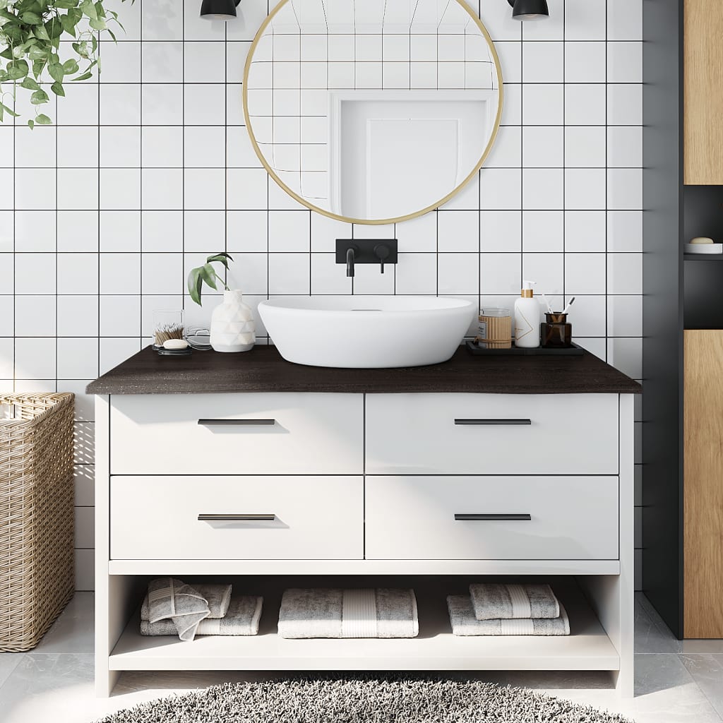 JUNG Vida Waschtischplatte Dunkelbraun 100x60x2 cm Massivholz Behandelt