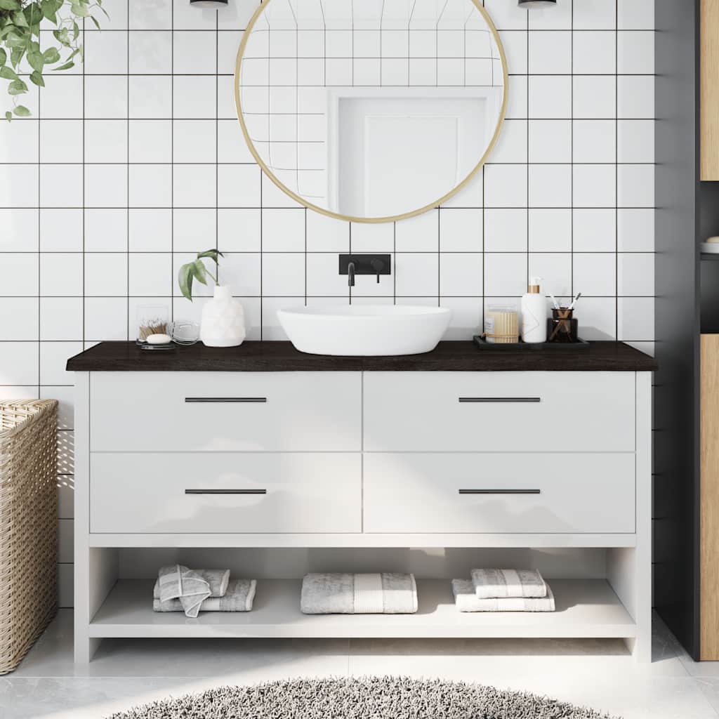 JUNG Vida Waschtischplatte Dunkelbraun 160x40x(2-4)cm Massivholz