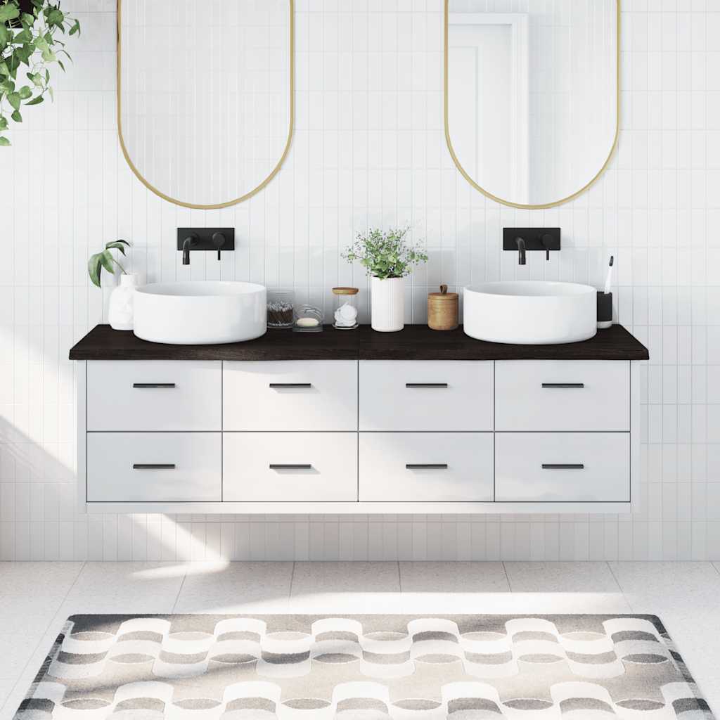 JUNG Vida Waschtischplatte Dunkelbraun 180x50x(2-4)cm Massivholz