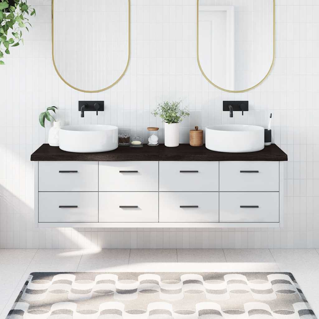 JUNG Vida Waschtischplatte Dunkelbraun 180x50x(2-6)cm Massivholz