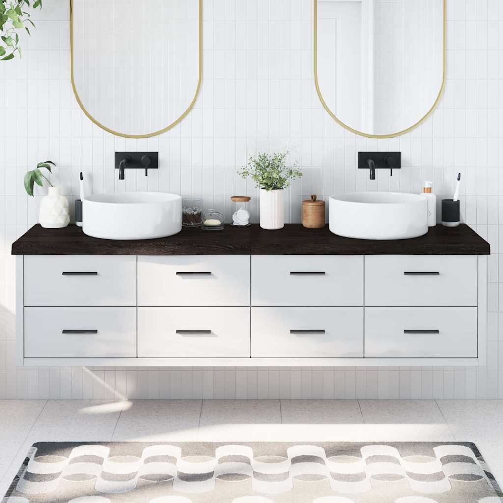 JUNG Vida Waschtischplatte Dunkelbraun 200x50x(2-6)cm Massivholz