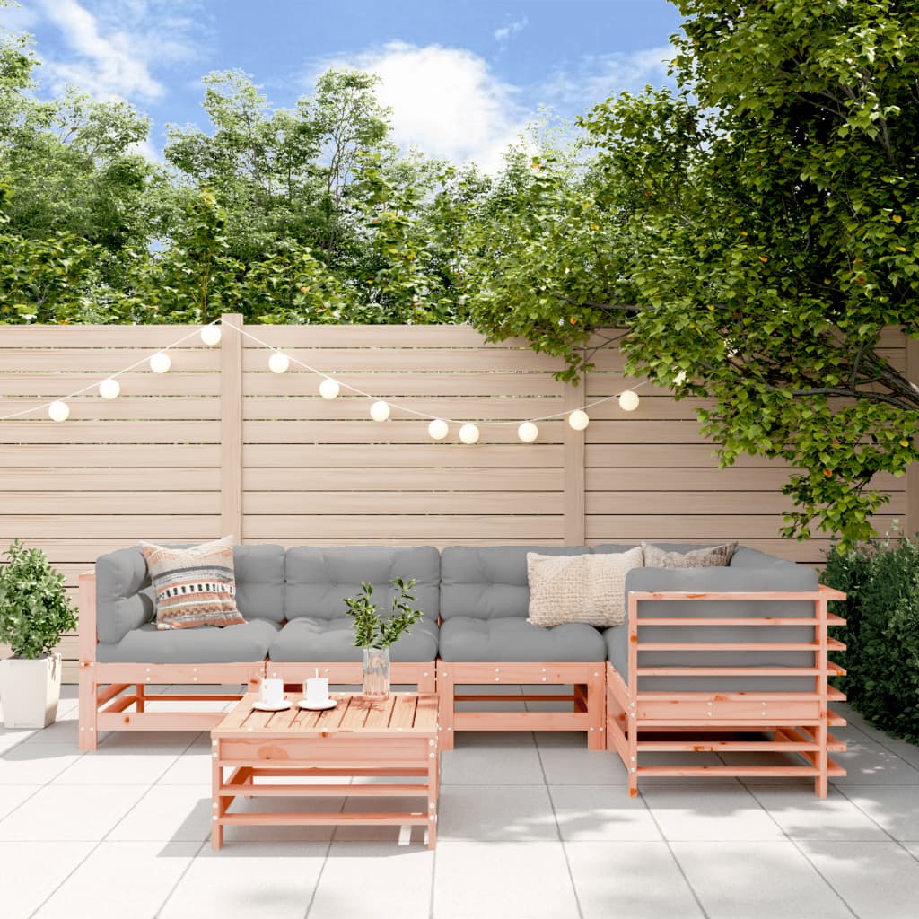 JUNG Vida 6-tlg. Garten-Lounge-Set mit Kissen Massivholz Douglasie