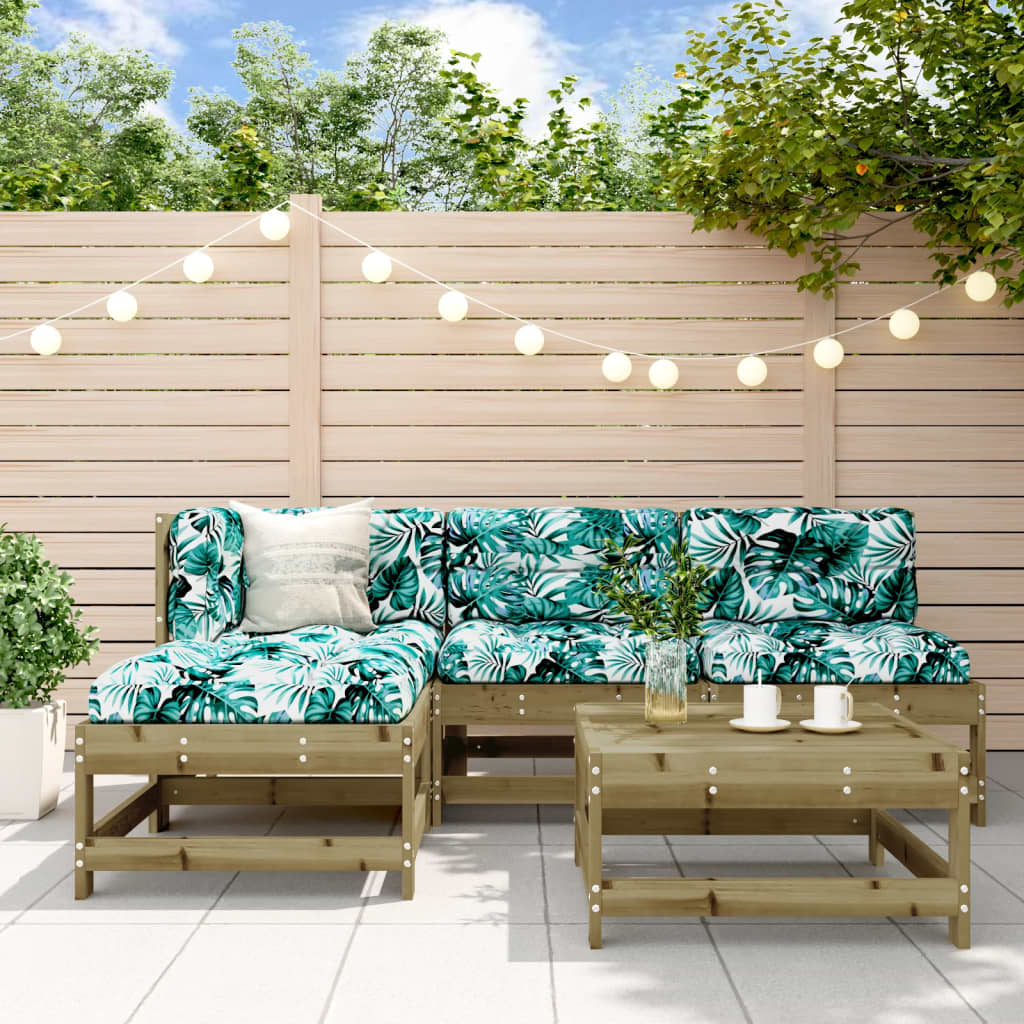 JUNG Vida 5-tlg. Garten-Lounge-Set mit Kissen Imprägniertes Kiefernholz