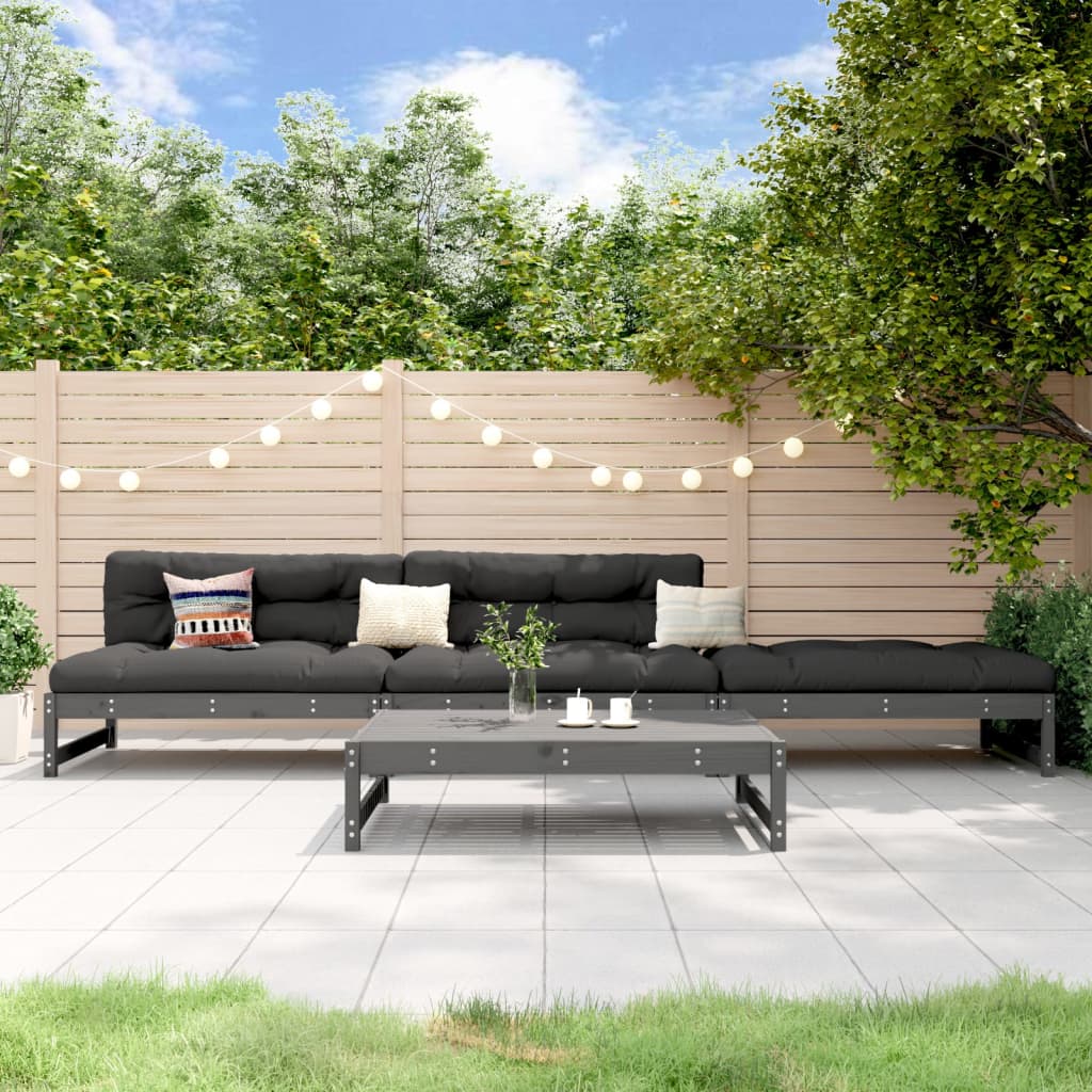 JUNG Vida 4-tlg. Garten-Lounge-Set Grau Massivholz Kiefer