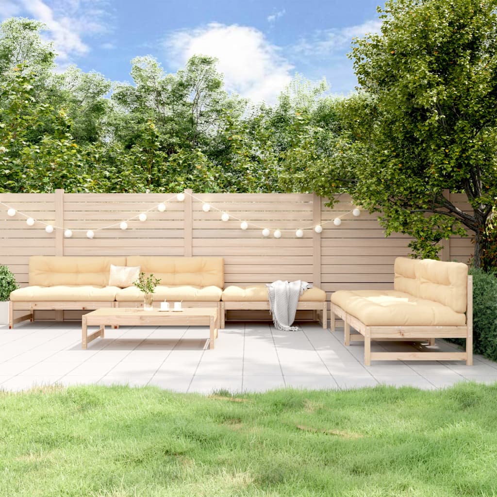 JUNG Vida 6-tlg. Garten-Lounge-Set Massivholz Kiefer