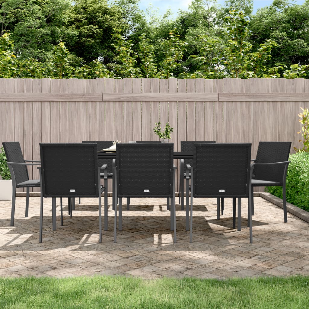 JUNG Vida 9-tlg. Garten-Essgruppe mit Kissen Poly Rattan und Stahl