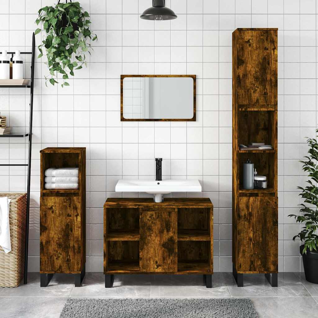 JUNG Vida Badschrank Räuchereiche 80x33x60 cm Holzwerkstoff
