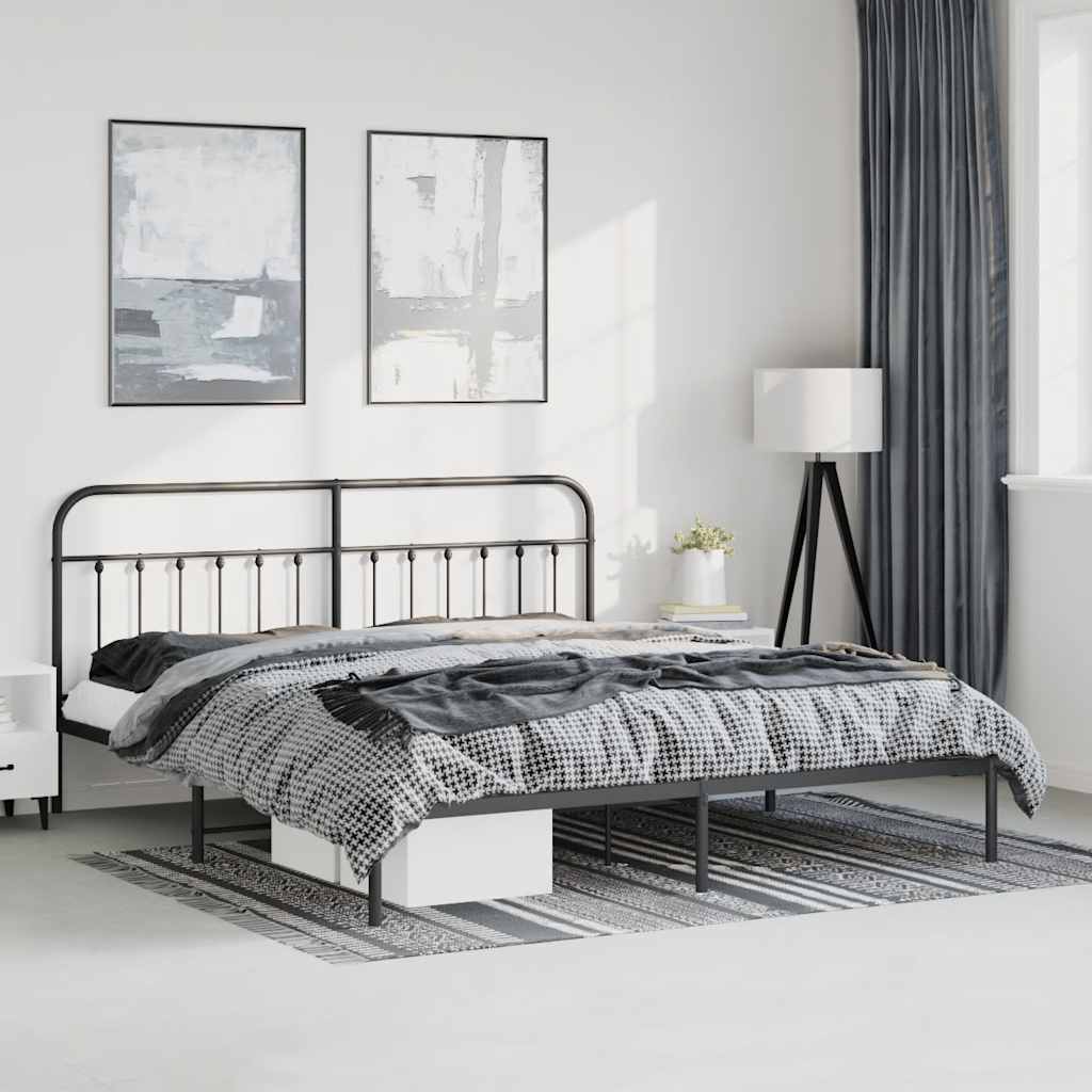 JUNG Vida Bettgestell mit Kopfteil Metall Schwarz 193x203 cm