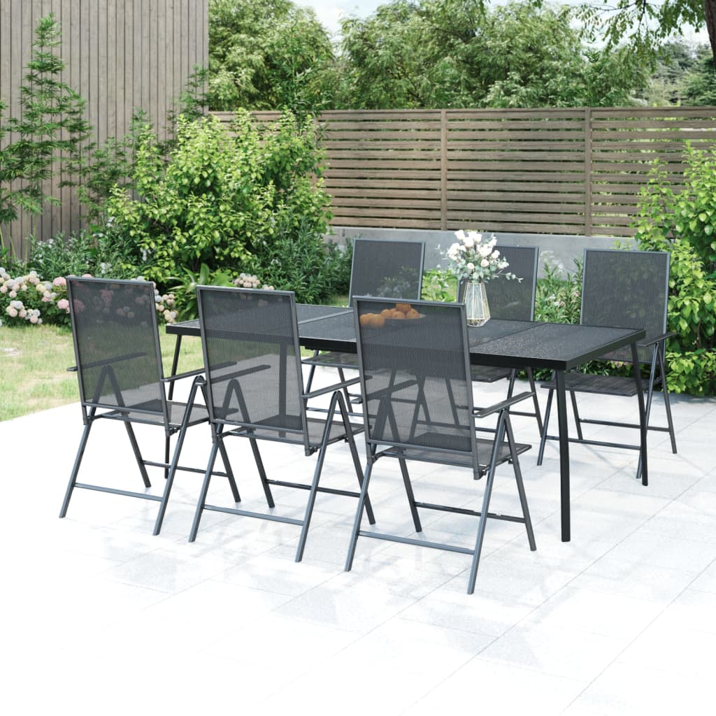 JUNG Vida 7-tlg. Garten-Essgruppe Anthrazit Stahl