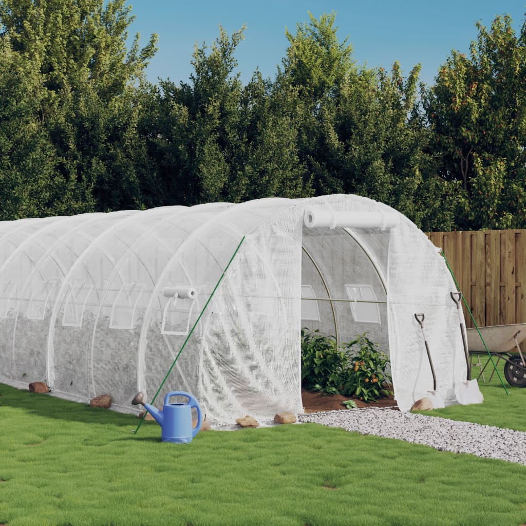 JUNG Vida Gewächshaus mit Stahlrahmen Weiß 66 m² 22x3x2 m