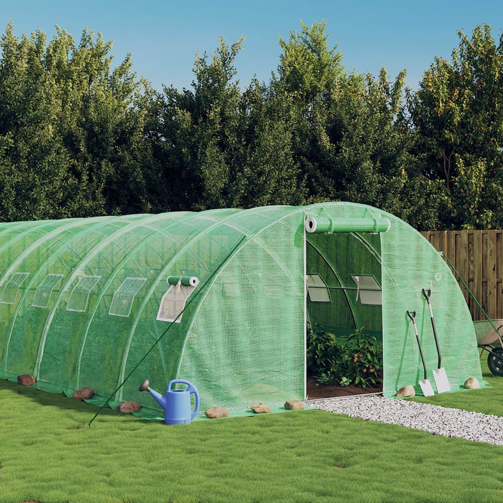 JUNG Vida Gewächshaus mit Stahlrahmen Grün 72 m² 18x4x2 m
