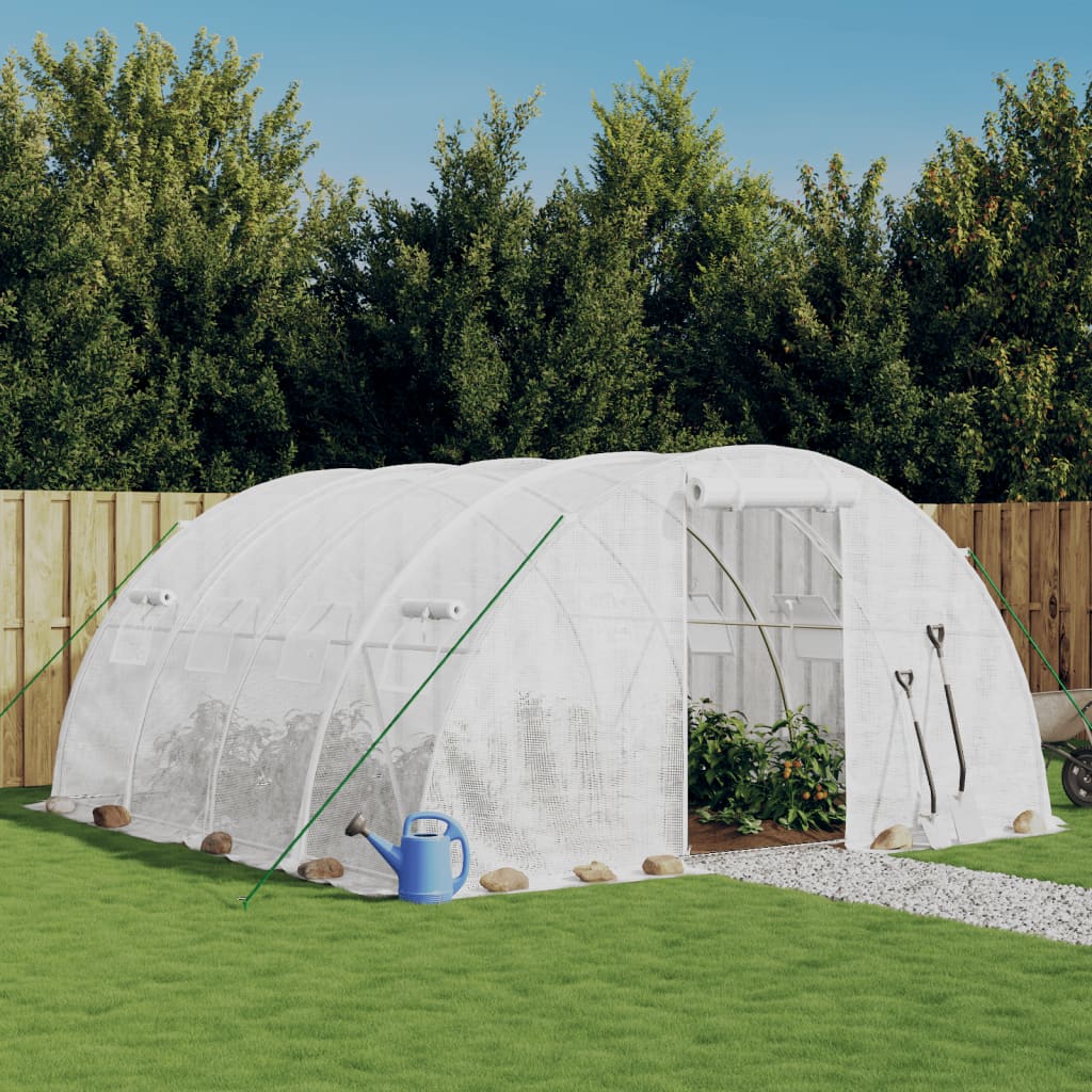 JUNG Vida Gewächshaus mit Stahlrahmen Weiß 16 m² 4x4x2 m