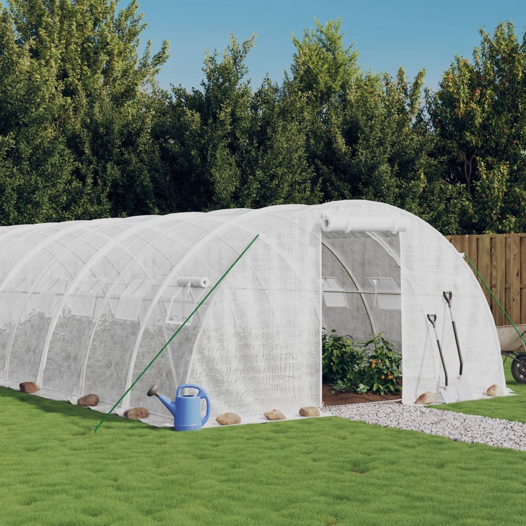 JUNG Vida Gewächshaus mit Stahlrahmen Weiß 40 m² 10x4x2 m