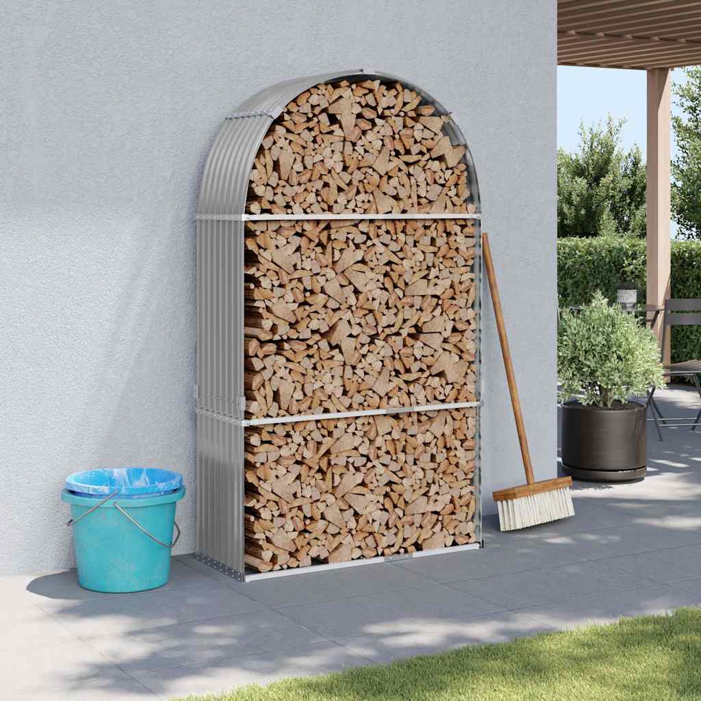JUNG Vida Kaminholzunterstand Hellgrau 120x45x210 cm Verzinkter Stahl