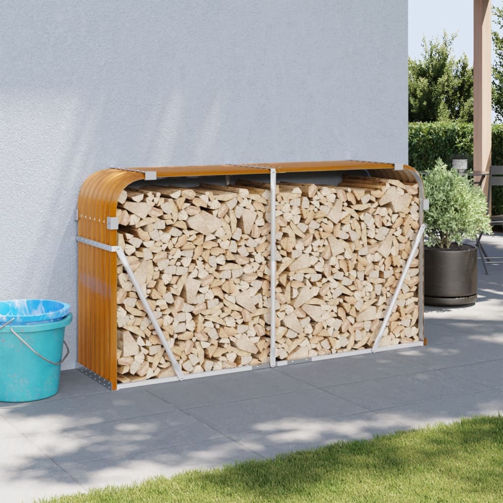 JUNG Vida Kaminholzunterstand Holzoptik 180x45x100 cm Verzinkter Stahl