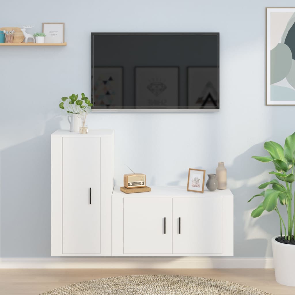 JUNG Vida 2-tlg. TV-Schrank-Set Weiß Holzwerkstoff