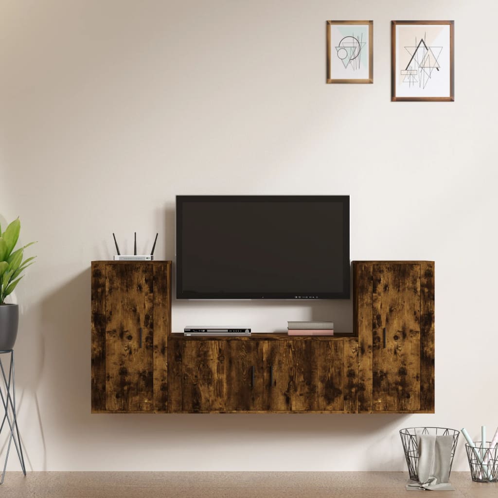 JUNG Vida 3-tlg. TV-Schrank-Set Räuchereiche Holzwerkstoff