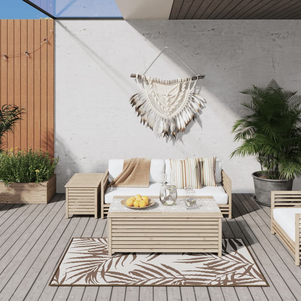 JUNG Vida Outdoor-Teppich Braun und Weiß 80x150 cm Beidseitig Nutzbar