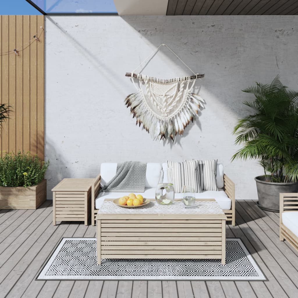 JUNG Vida Outdoor-Teppich Grau und Weiß 80x150 cm Beidseitig Nutzbar