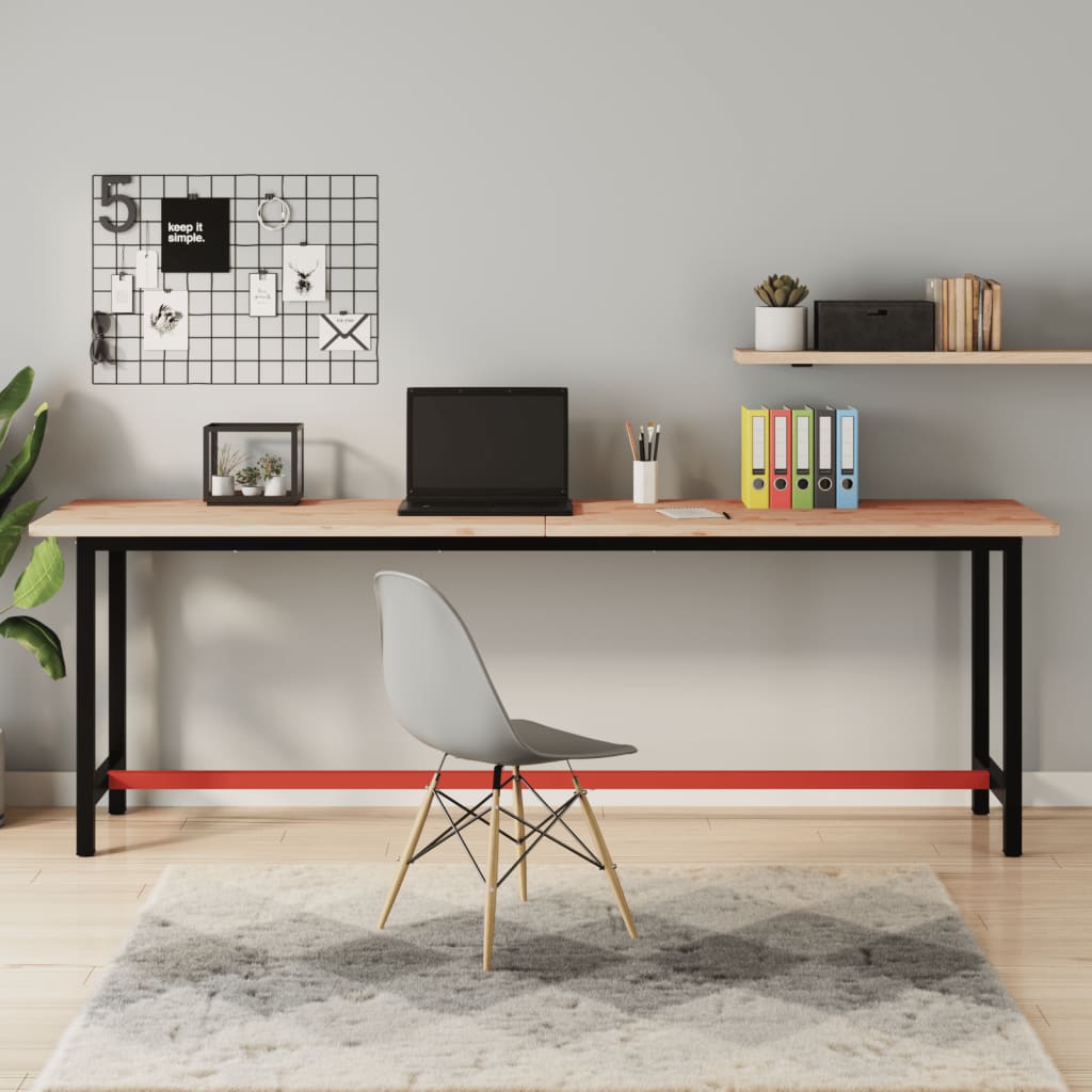 JUNG Vida Werkbank 220x55x81,5 cm Massivholz Buche und Metall