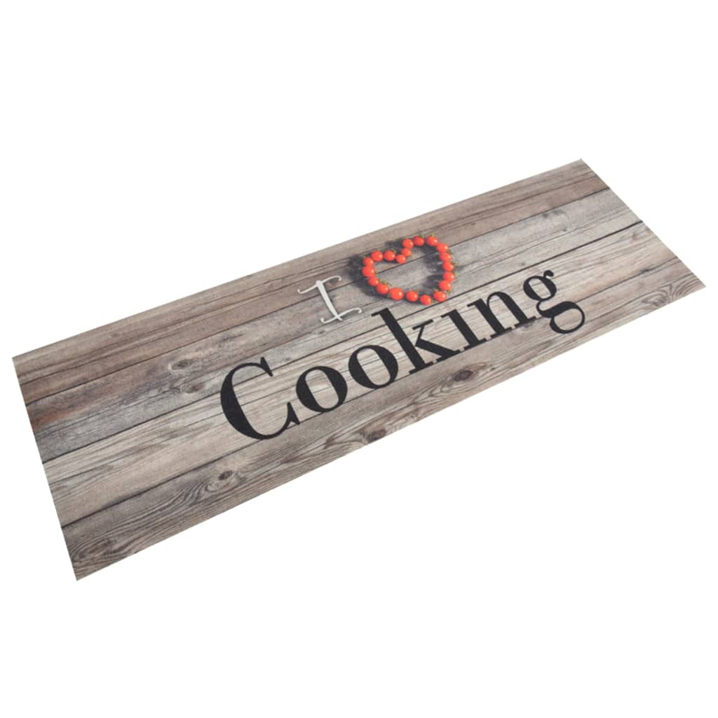 JUNG Vida Küchenteppich Waschbar Cooking Grau 60x180 cm Samt
