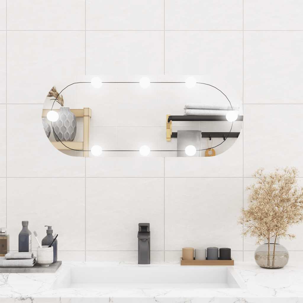 JUNG Vida Wandspiegel mit LED-Leuchten 30x70 cm Glas Oval