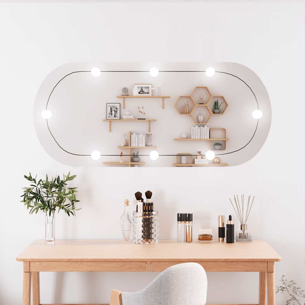 JUNG Vida Wandspiegel mit LED-Leuchten 45x100 cm Glas Oval