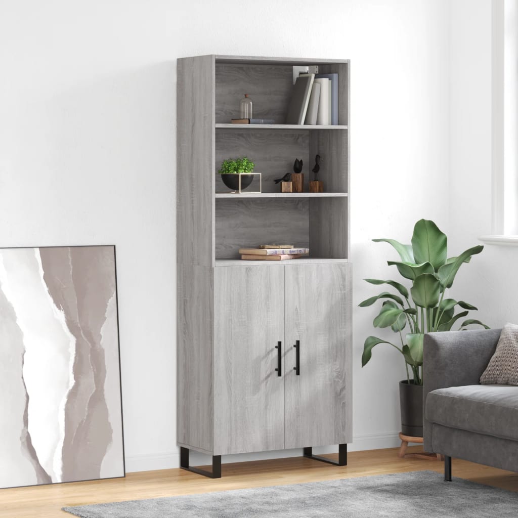 JUNG Vida Highboard Grau Sonoma 69,5x34x180 cm Holzwerkstoff