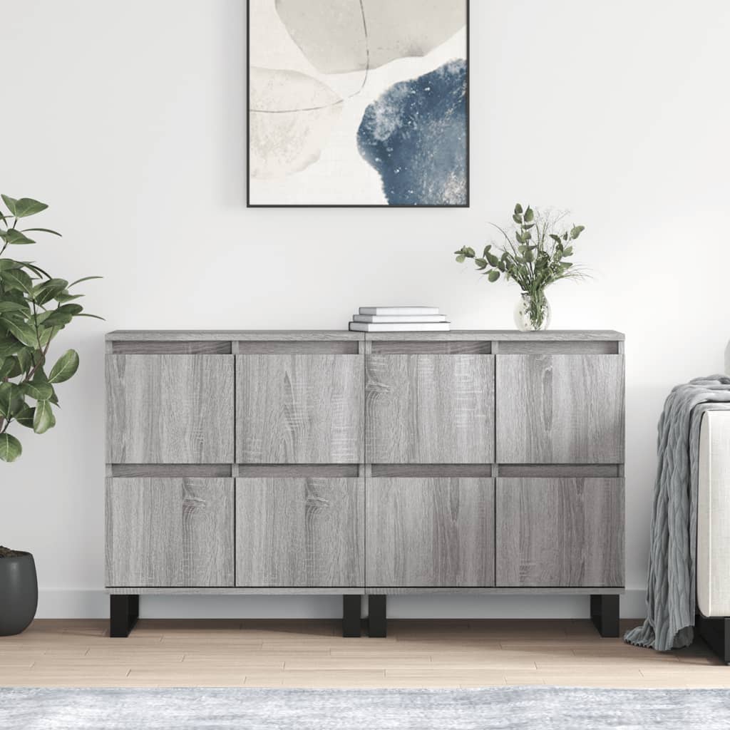 JUNG Vida Sideboards 2 Stk. Grau Sonoma Holzwerkstoff