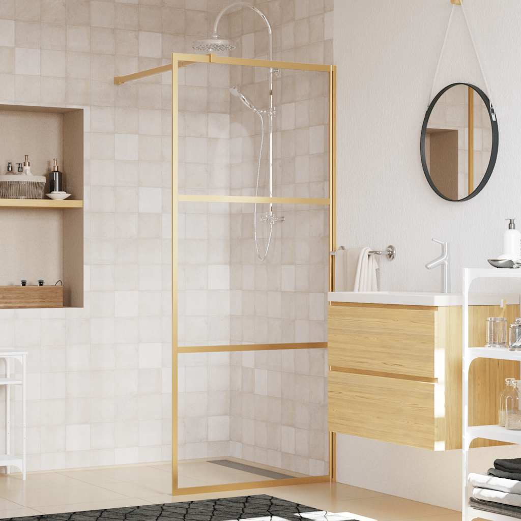 JUNG Vida Duschwand für Begehbare Dusche mit ESG Klarglas Golden 80x195cm